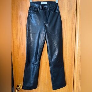 Abercrombie & Fitch 90s High Rise Straight Leg Curve Love Leather Pants